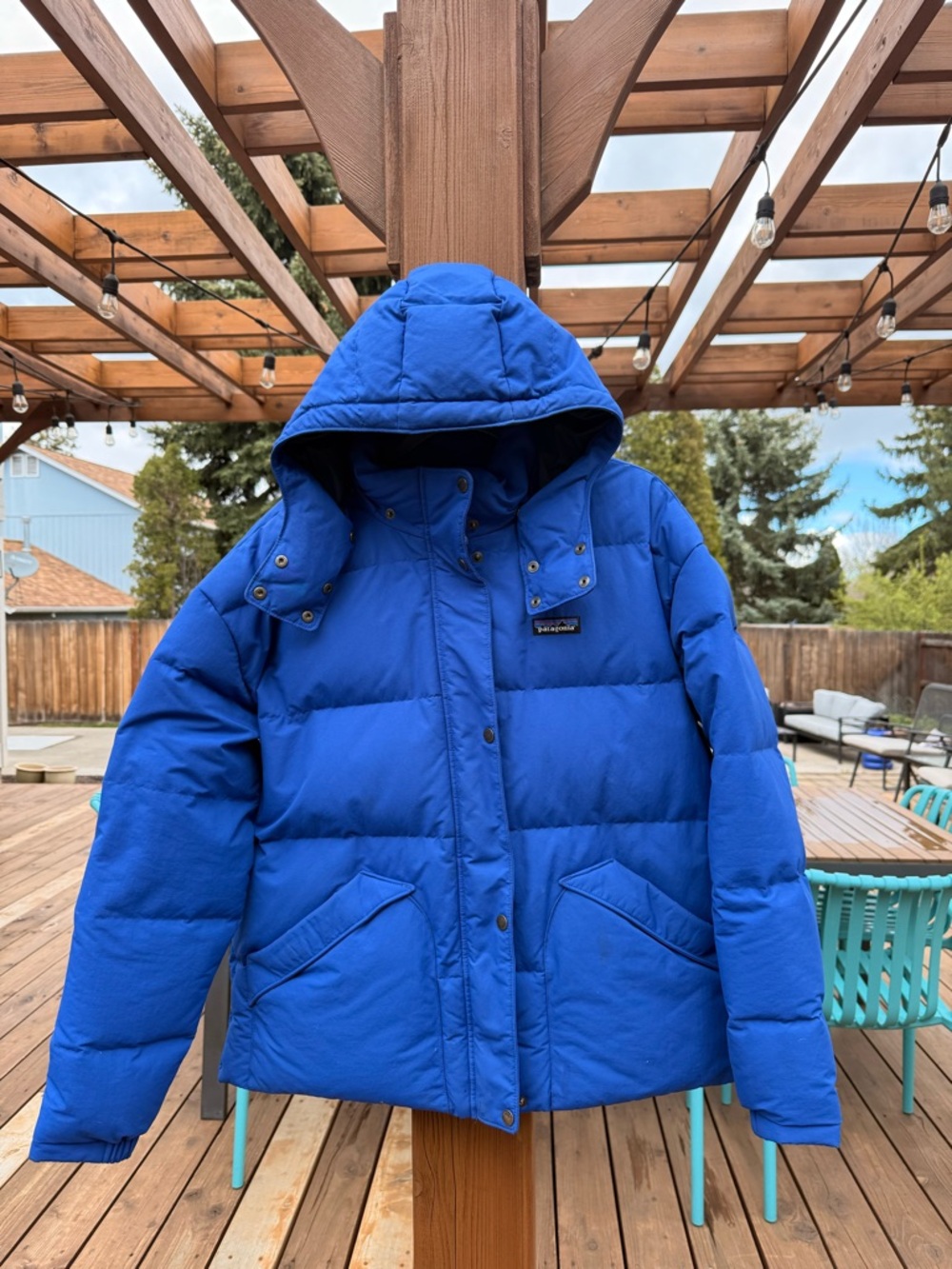 Patagonia Downdrift Hooded Puffer Jacket in Bright Blue